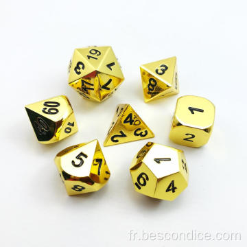 Ensemble de dés D&amp;D polyédrique Golden Solid Metal Set de 7, rpg métallique Rôle de jeu Dice en 4 couleurs assorties